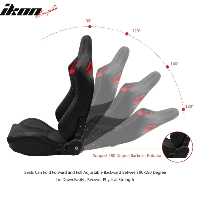 Universal Red Bezel Racing Seat Dual Slider Buckle Belt PU Carbon