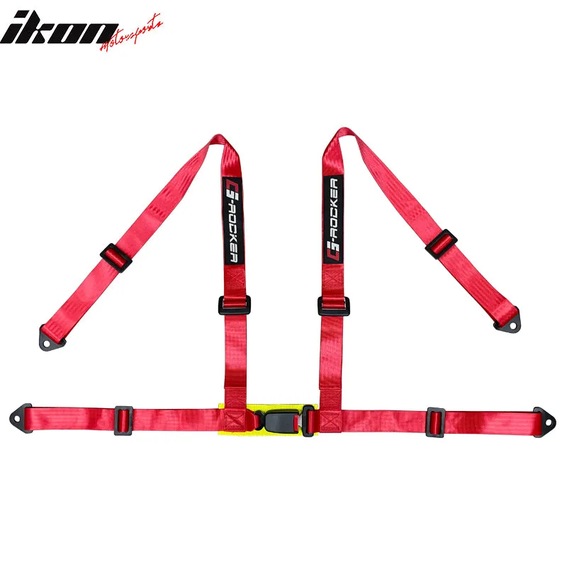 Universal Red Bezel Racing Seat Dual Slider Buckle Belt PU Carbon