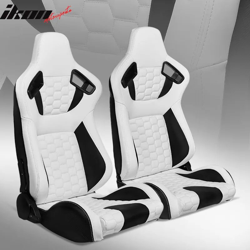 Universal X2 Reclinable Honeycomb Racing Seat   Dual Slider PU Leather