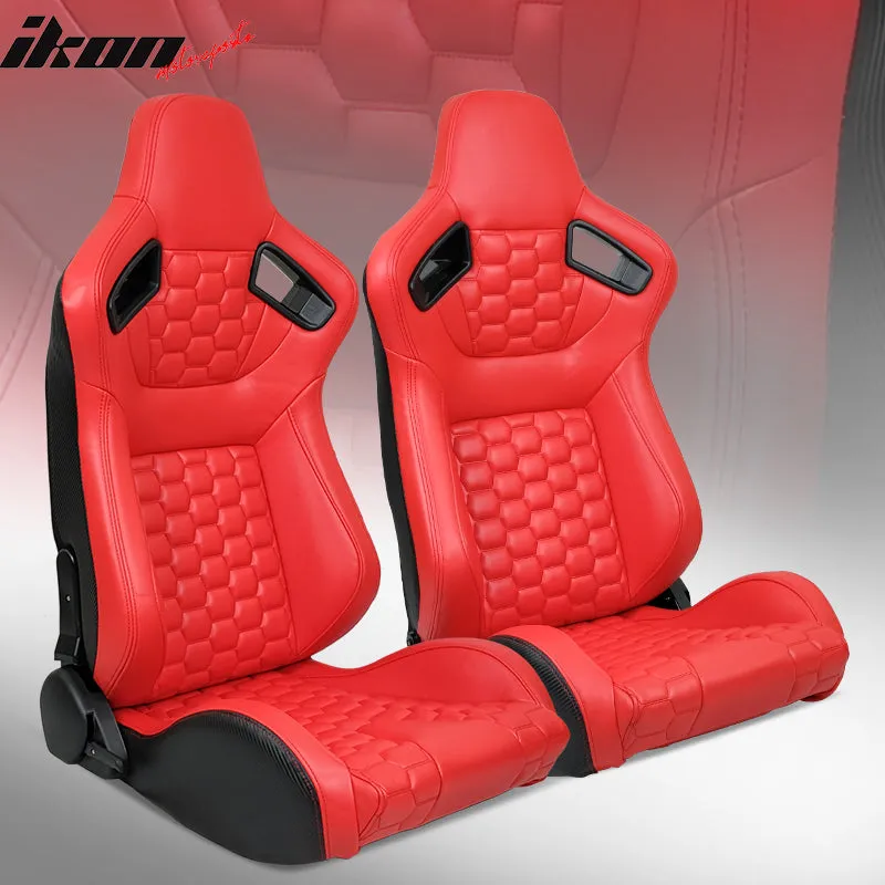 Universal X2 Reclinable Honeycomb Racing Seat   Dual Slider PU Leather