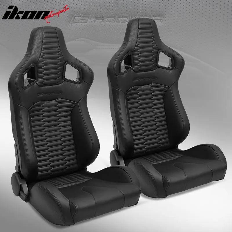 Universal X2 Reclinable Honeycomb Racing Seat   Dual Slider PU Leather