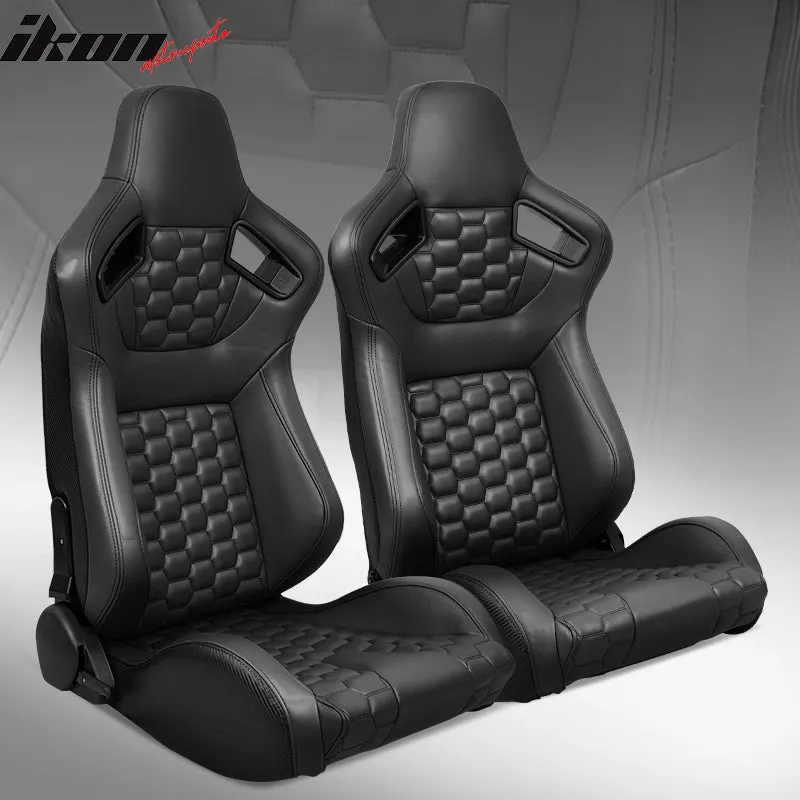 Universal X2 Reclinable Honeycomb Racing Seat   Dual Slider PU Leather