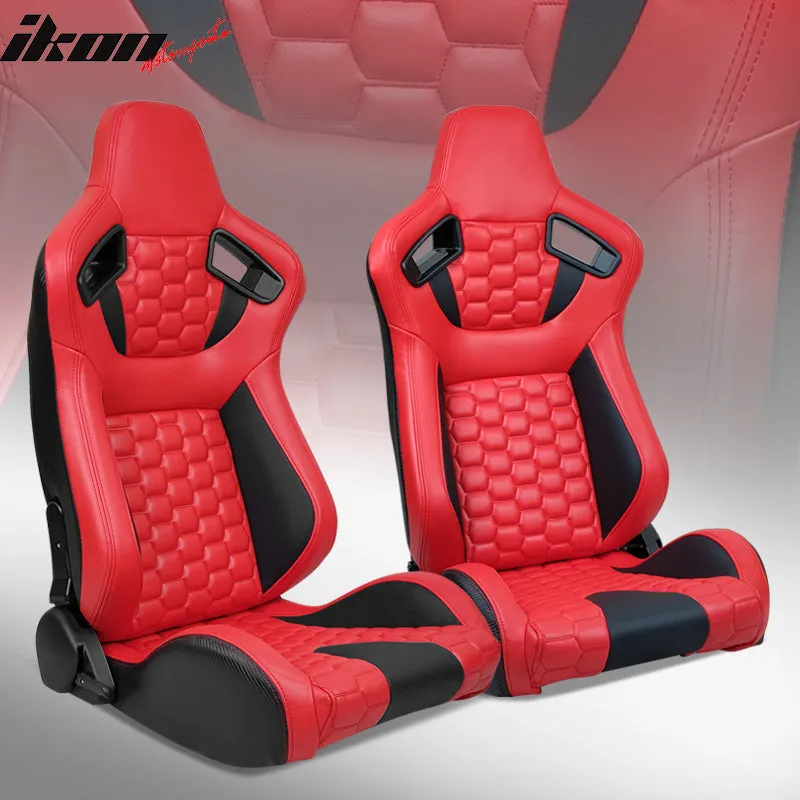 Universal X2 Reclinable Honeycomb Racing Seat   Dual Slider PU Leather