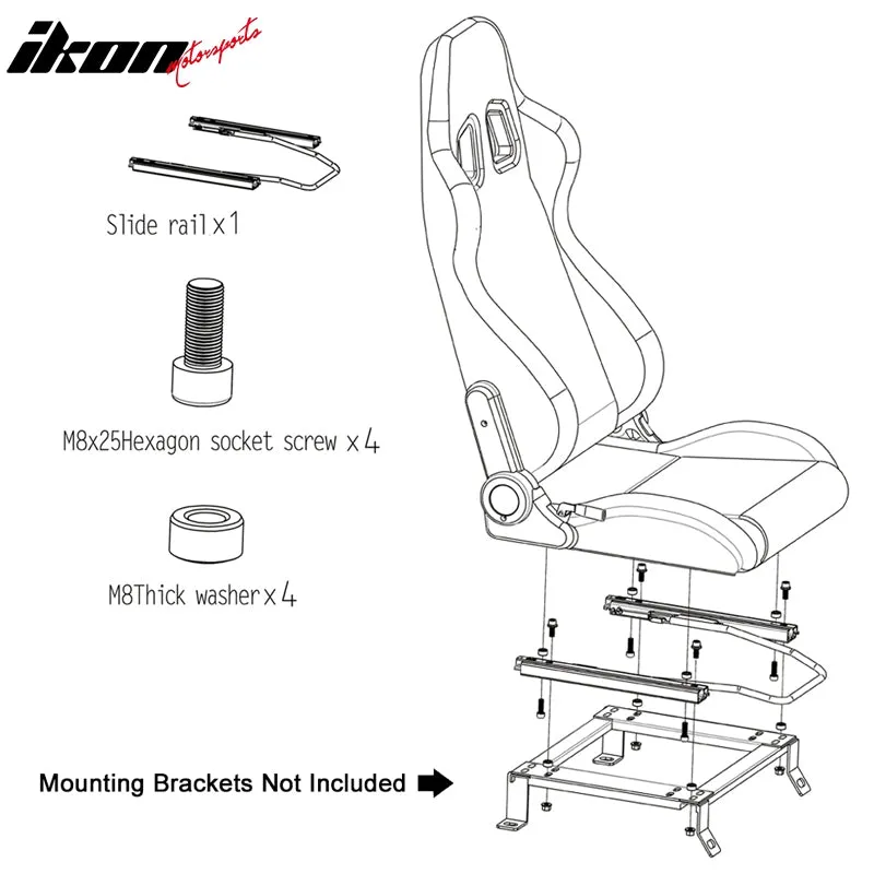 Universal X2 Reclinable Honeycomb Racing Seat   Dual Slider PU Leather