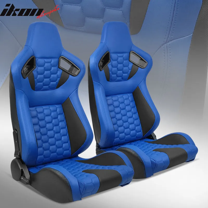 Universal X2 Reclinable Honeycomb Racing Seat   Dual Slider PU Leather