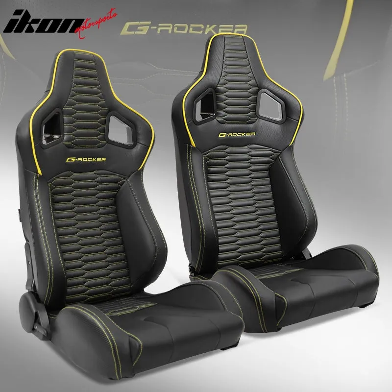 Universal X2 Reclinable Honeycomb Racing Seat   Dual Slider PU Leather