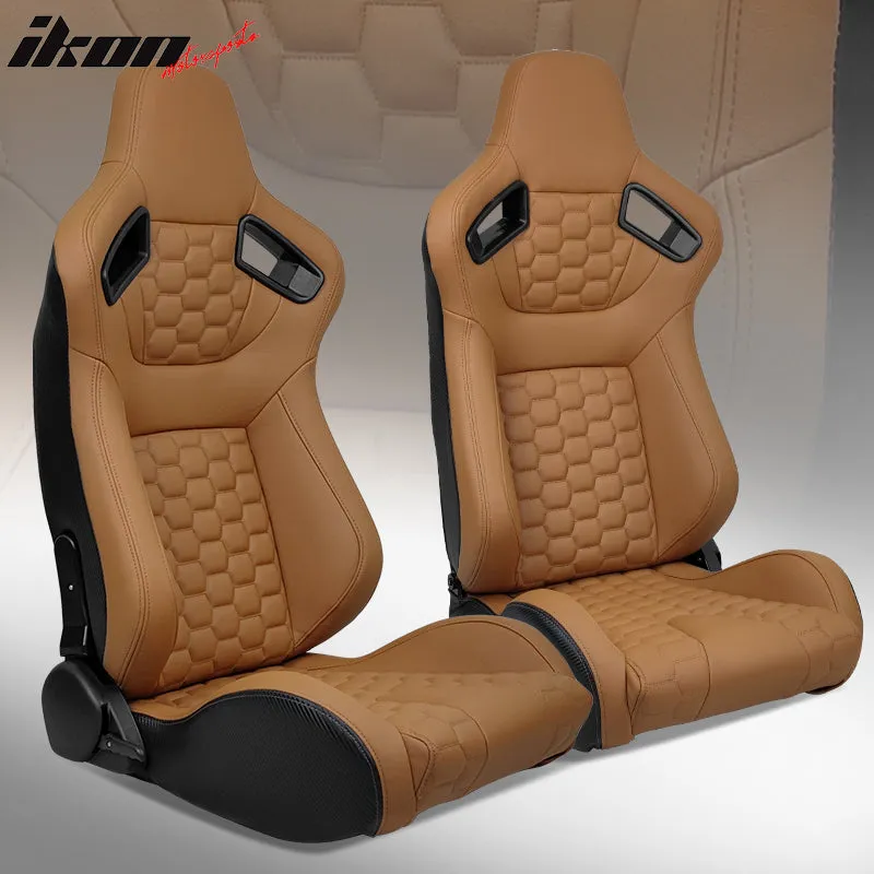 Universal X2 Reclinable Honeycomb Racing Seat   Dual Slider PU Leather