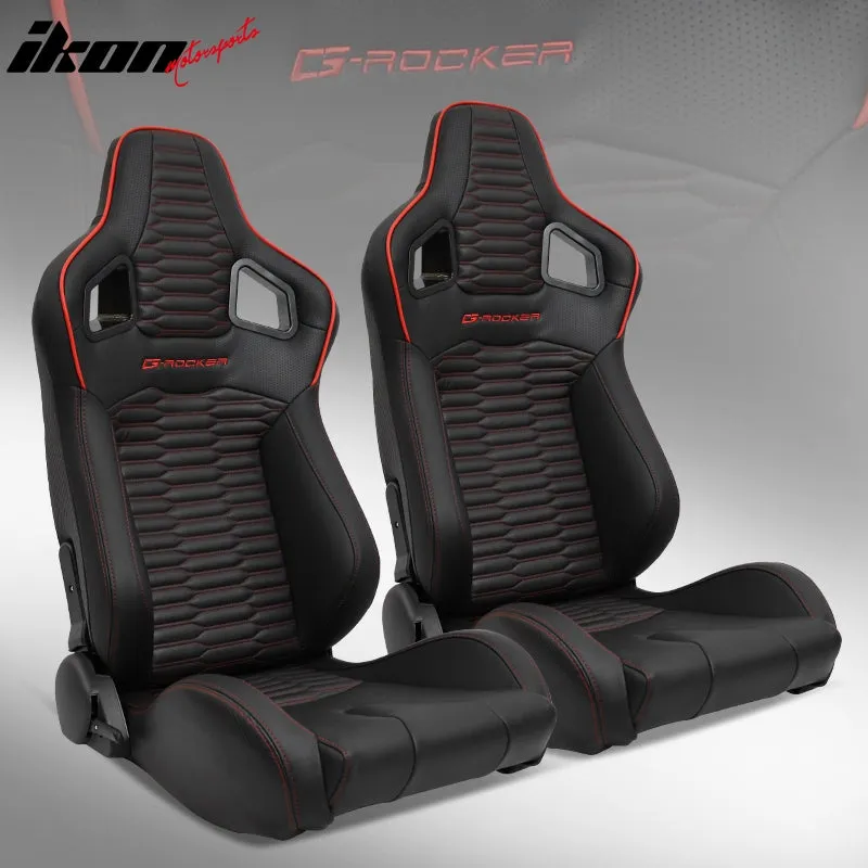 Universal X2 Reclinable Honeycomb Racing Seat   Dual Slider PU Leather