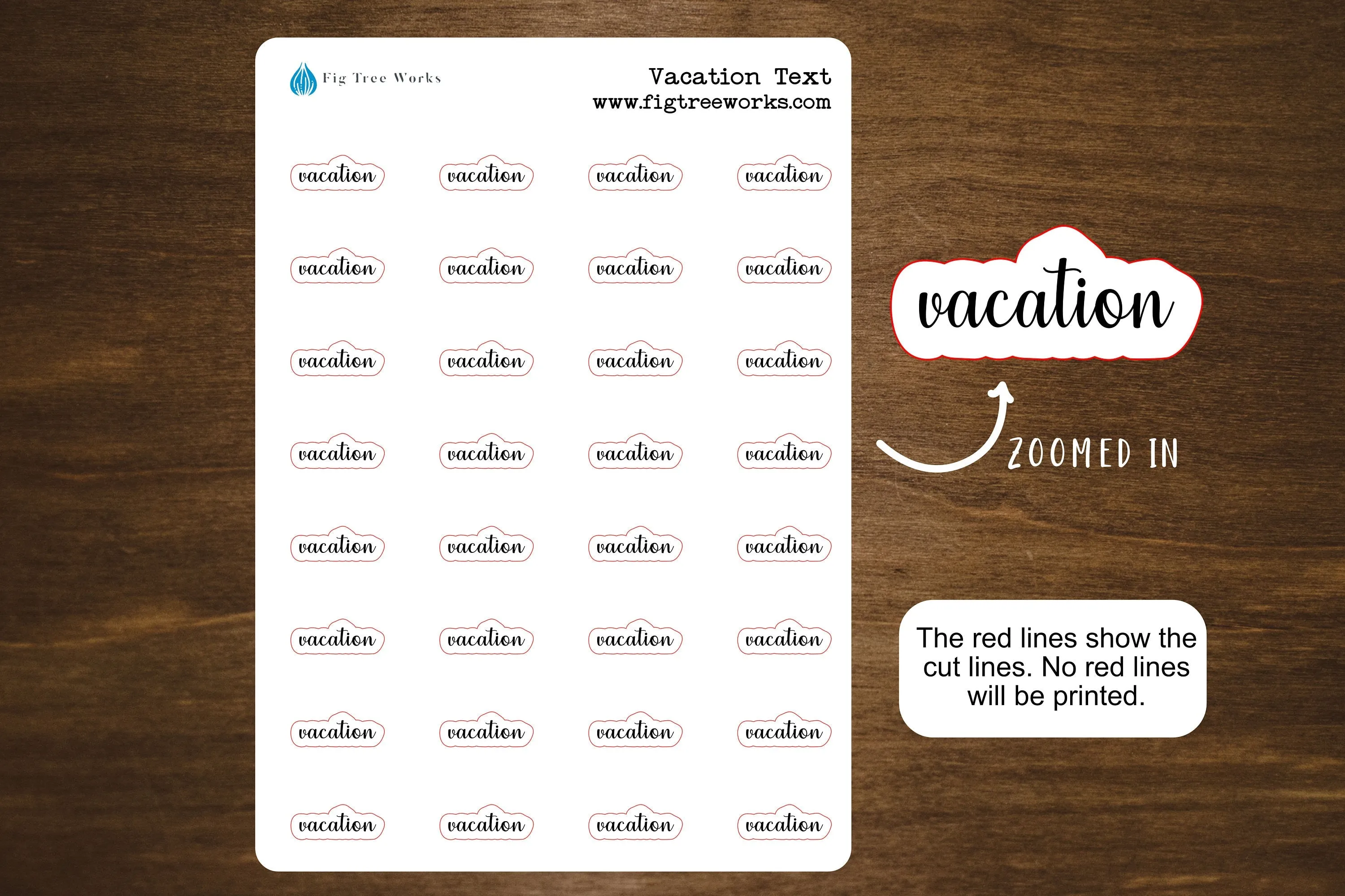 Vacation Text Stickers, Vacation Script Stickers for Planners, Journals, and Notebooks | Mini Scripts